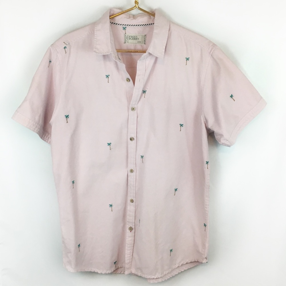 Free Planet Pink Palm Tree Short Sleeve Shirt